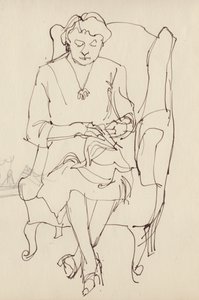 Nainen ompelu, v1950. tekijältä Shirley Markham