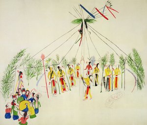 The Shoshone Sun Dance (pigmentti musliinilla) tekijältä Shoshone Katsikodi School