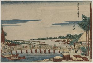 Näkymä Suurelle sillalle Senjussa Musashin maakunnassa, n. 1820-luku.