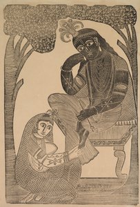 Radha silitti Krishnan jalkoja