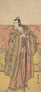 Ichikawa Danjuro V: Kudo Suketsune, rikkaasti pukeutunut, miekkaansa nojaten, 1700-luvun loppu. tekijältä Shunsho