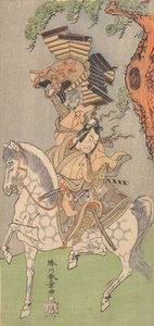 Ichikawa Danjuro V soturina täplänharmaalla hevosella, 1771. tekijältä Shunsho