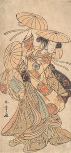 Kabuki-näyttelijä Nakamura Tomijuro I naistanssiroolissa, n. 1777. tekijältä Shunsho