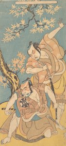 Kohtaus draamasta Otokoyama Yunzei Kurabe, 12. kuukausi, 1768. tekijältä Shunsho