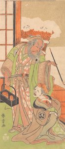 Kohtaus Kawaranu Hana Sakae Hachinoki -draaman toisesta näytöksestä, 12. kuukausi, 1769. tekijältä Shunsho