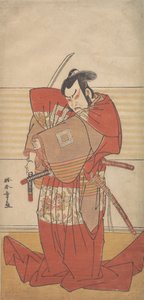 Näyttelijä Ishikawa Danjuro V Suorittaa Shibaroku-näytöksen vedetty miekka kädessään..., n. 1781. tekijältä Shunsho