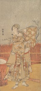 Näyttelijä Sawamura Sojuro III pitelee Brocadea, 1700-luvun loppu. tekijältä Shunsho