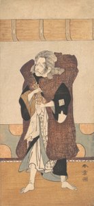 Viides Ichikawa Danjuro vanhana miehenä, jolla on pitkät harmaat hiukset, n. 1773.
