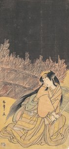 Kolmas Segawa Kikunojo naisena kyykistävässä asennossa, 1778. tekijältä Shunsho