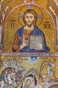 Palatinuksen kappeli (basilika), eteläinen apsidi tai Pyhän Paavalin "absidiola", mosaiikit: "Christ Pantocrator" ja "Nativity", XII vuosisata