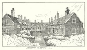 Almshouses Lyfordissa, Berksissä (kaiverrus) tekijältä Sidney Heath