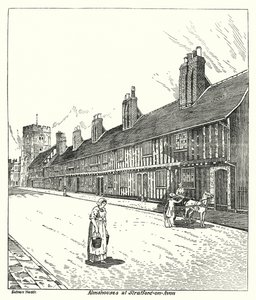 Almshouses Stratford-on-Avonissa (kaiverrus) tekijältä Sidney Heath