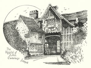 S Johnin sairaala, Canterbury (kaiverrus) tekijältä Sidney Heath