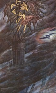 Kultainen legenda: Lucifer ja hänen enkelinsä (värilitografia). tekijältä Sidney Meteyard
