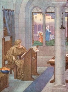 Kultainen legenda: Scriptorium (värilitografia). tekijältä Sidney Meteyard