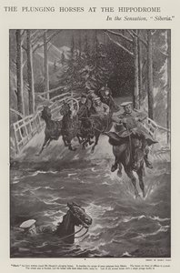 Uppoavat hevoset Siperiassa, esitys Lontoon Hippodromessa (litho) tekijältä Sidney Paget