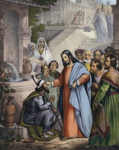 Jeesus antaa näön syntyneelle sokealle (värikaiverrus) tekijältä Siegfried Detler Bendixen