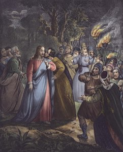 Juudas pettää isäntänsä (väri litho) tekijältä Siegfried Detler Bendixen