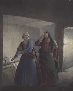 Pietari ja Johannes haudalla. Hän on noussut.
