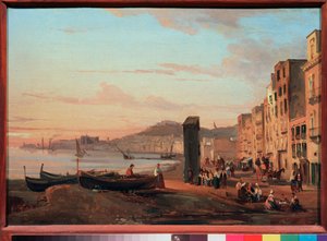 Laituri Napolissa (Italia). Sylvester Feodosiyevich Shchedrin (Sylvester Shchedrin) (1791-1830) maalaus öljy kankaalle