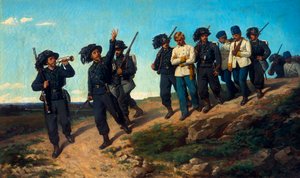 Vartijat johtavat vankeja tekijältä Silvestro Lega
