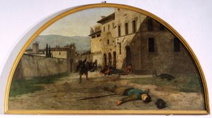 Lunette of war, kirjoittanut Silvestro Lega (1826-1895), Kantonin oratorio, Modigliana, Emilia Romagna tekijältä Silvestro Lega