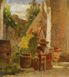 Maalaismainen loggia, Country Study -triptyykki tekijältä Silvestro Lega