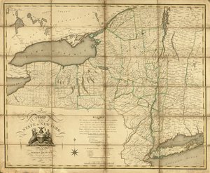 New Yorkin osavaltion kartta. LOC 74696138 tekijältä Simeon De Witt