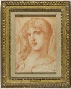 Pää, n.1880 (punaliitu härskille vellapaperille). tekijältä Simeon Solomon