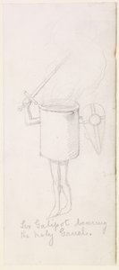 Sir Galipot kantaa pyhää Gruelia, n. 1855-1859 (kynä paperilla) tekijältä Simeon Solomon
