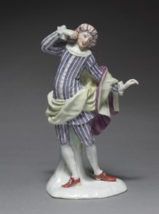 Italialainen komediafiguuri: Mezetin, n. 1753 (posliini emalikoristeella) tekijältä Simon Feilner