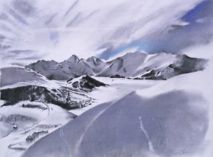 Alpes et nuages, 2003 (pastelli ja sekatekniikka paperille) tekijältä Simon Fletcher