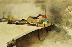 Monkstownin satama, Cork, 2003 (vesiväri) tekijältä Simon Fletcher