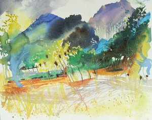 Pohjois-Mallorca, 2016 (akvarelli) tekijältä Simon Fletcher