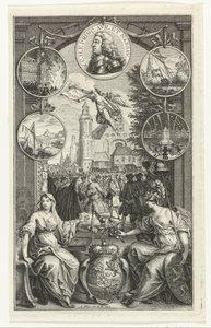 Allegoria Vilhelm IV:n nostamisesta stadtholderiksi, 1747 tekijältä Simon Fokke