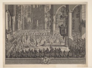 Karel Christian van Nassau-Weilburgin avioliitto prinsessa Carolinan kanssa, 1760 Kuvaus (...) prinssi van Nassau Weilburgin juhlallisesta hääseremoniasta (...) Carolina van Oranjen & Nassaun kanssa tapahtui keskiviikkona 5. maaliskuuta 1760 Groote Kerk in