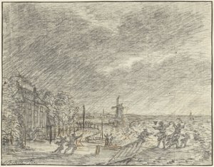 Raskas myrsky ja tulva Halfwegissä 15. marraskuuta 1775 tekijältä Simon Fokke