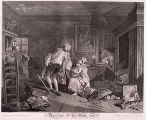"Avioliitto a la mode, levy V", 1745 tekijältä Simon Francois Ravenet