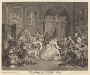 Avioliitto a la Mode: pl.4 tekijältä Simon Francois Ravenet I after William Hogarth