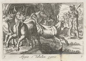 Hercules hoedt de kudde van Geryon (otsikko esineessä) Herculische-teeman (sarjan nimi) tekijältä Simon Frisius