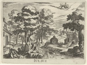 heinäkuu Julius (otsikko esineessä) Kaksitoista kuukautta (sarjan nimi) tekijältä Simon Frisius