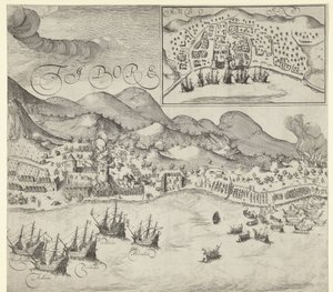 Hollantilaisten voitto portugalilaisista Tidoressa (oikeanpuoleinen kuva), 1605