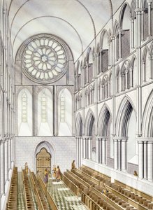 Kirkon sisätilat, Byland Abbey (vesiväri paperille)