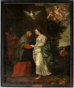Seurakuntakirkko (Parochiekerk Sint-Eligius). Maalaus. "Maria Elisabethin luona". Simon de Pape. 17. vuosisata.