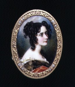 Pienoiskuva Georgina Carolinasta, Lady Astley, n. 1827 (akvarelli norsunluulla)