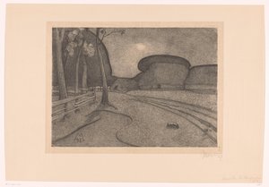 Maisema maatilan kanssa Ilta (alkuperäinen nimi) tekijältä Simon Moulijn (signed by artist)