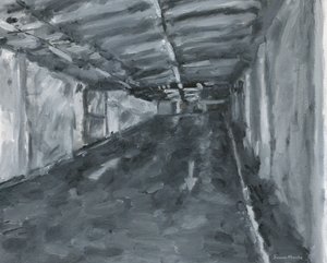 Parkkihallin sisätila nro 11, 2023 (öljy kankaalle)