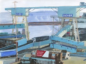 Dover 2, 2019 (akryyli, akvarelli ja muste paperille) tekijältä Simon Neville