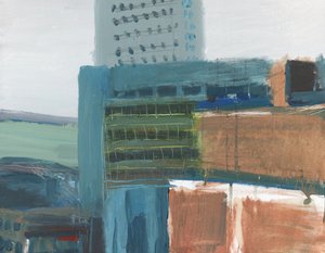 Wandsworthin kaupunkikuva 5, 2009 (akryyli ja grafiitti kankaalle)