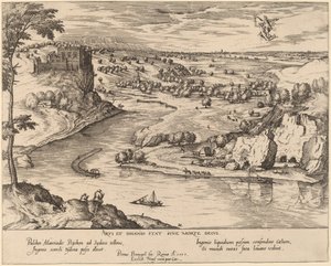 Jokimaisema Merkuriuksen ja Psychen kanssa tekijältä Simon Novellanus after Pieter Bruegel the Elder
